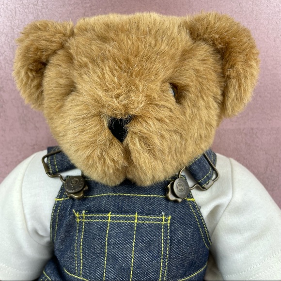 Vermont Teddy Bear Brown Stuffed Animal Denim Overalls - Picture 2 of 8